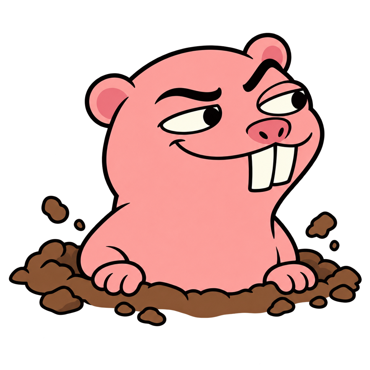 The mole rat emerging from a hole in the ground